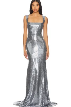 Square Neck Sequined Gown