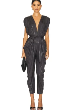 Square Sleeve Waterfall Jumpsuit