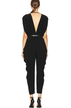 Square Sleeve Waterfall Jumpsuit