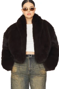 Stephanie Barrel Crop Faux Fur Jacket