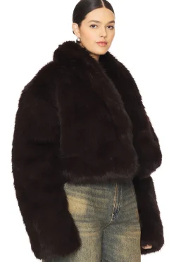 Stephanie Barrel Crop Faux Fur Jacket
