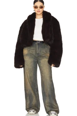 Stephanie Barrel Crop Faux Fur Jacket