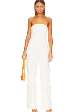 Strapless Pocket Detailed Canvas Jumpsuit