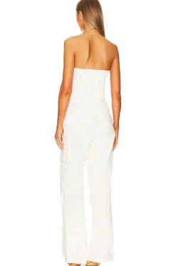 Strapless Pocket Detailed Canvas Jumpsuit