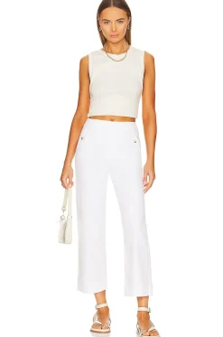 Stretch Twill Cropped Wide Leg Pant