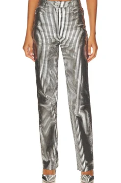 Striped Leather Pants