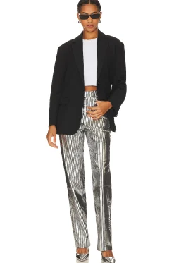 Striped Leather Pants