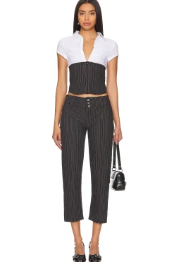 Tailored 3/4 Stripe Button Trousers