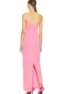 Tech Gabardine Long Strapless Dress