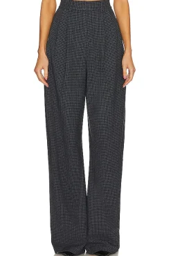 The High Waist Pleated Plaid Trouser