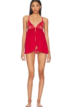 Velvet Lily Embroidery Babydoll Teddy