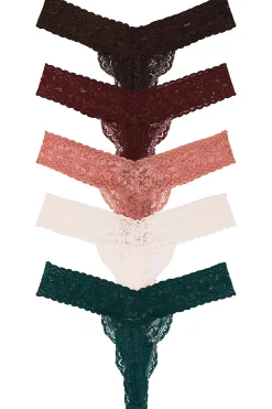 Violet Lace Thong 5 Pack