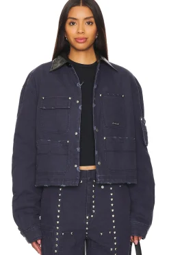 Washed Cotton Quilted Cropped Jacket