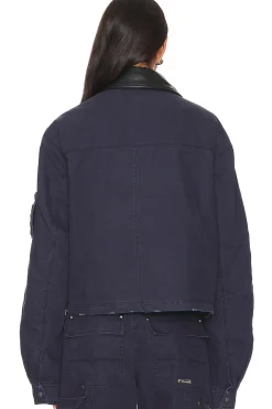 Washed Cotton Quilted Cropped Jacket