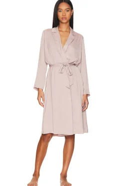 Washed Satin Notch Collar Robe