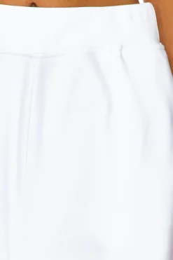 White Embroidered Fleece Shorts