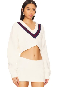 X DANIELLE GUIZIO Crop Rib Knit Pullover Sweater