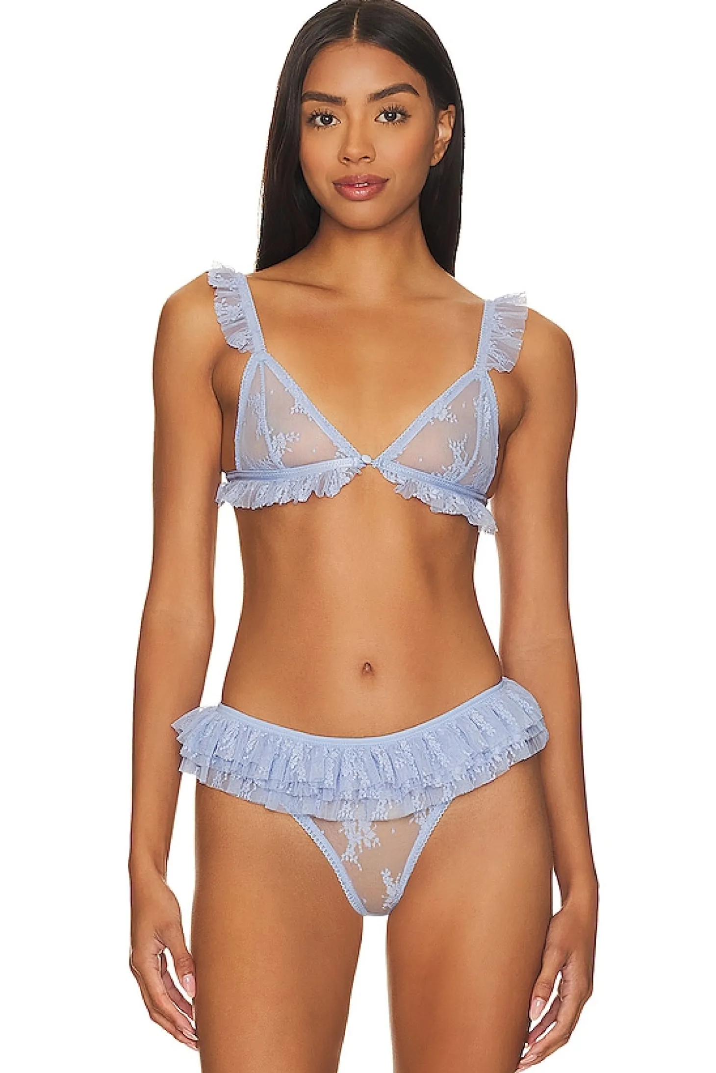 x Intimately FP Feeling Frilly Triangle Bralette In Blue