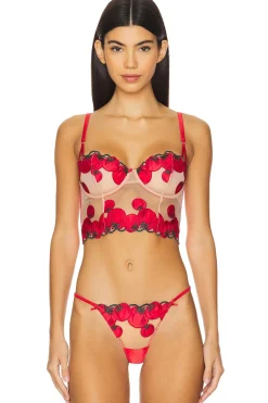 x REVOLVE Tomato Embroidery Longline Bra