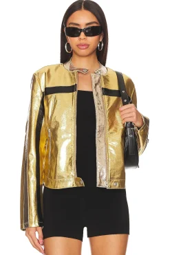 x REVOLVE x We The Free FAST LANE METALLIC Faux Leather Jacket