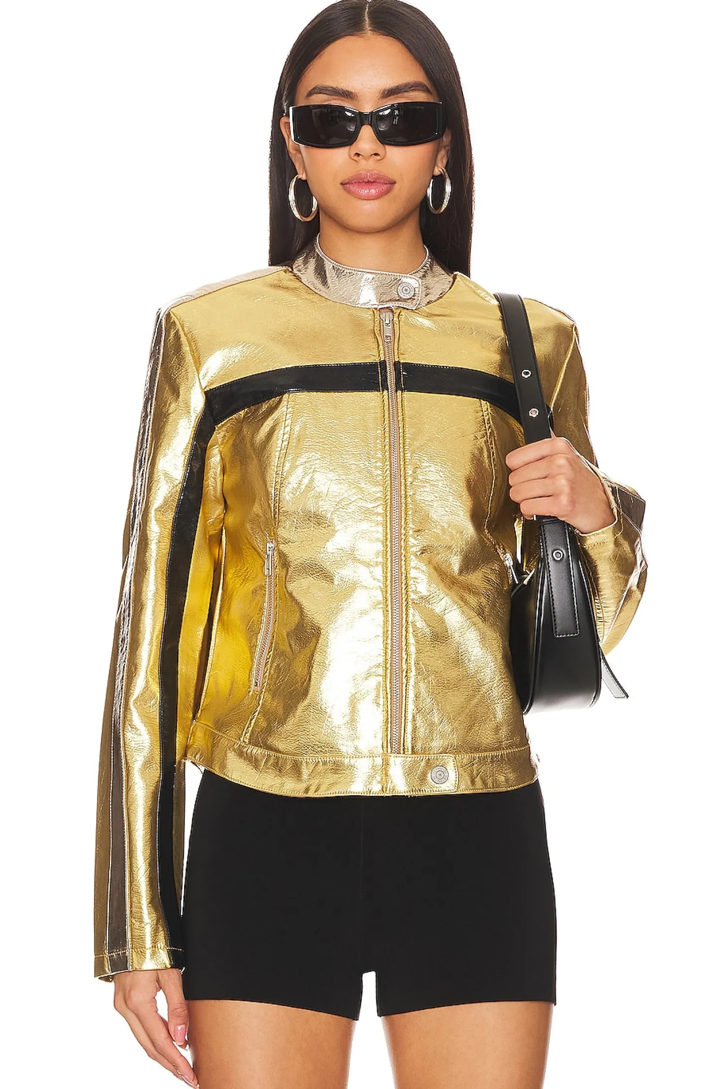 x REVOLVE x We The Free FAST LANE METALLIC Faux Leather Jacket