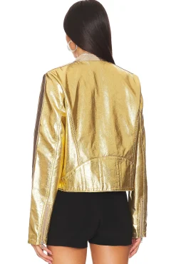 x REVOLVE x We The Free FAST LANE METALLIC Faux Leather Jacket