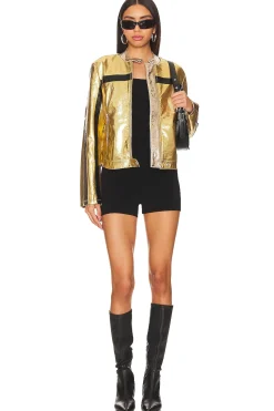x REVOLVE x We The Free FAST LANE METALLIC Faux Leather Jacket