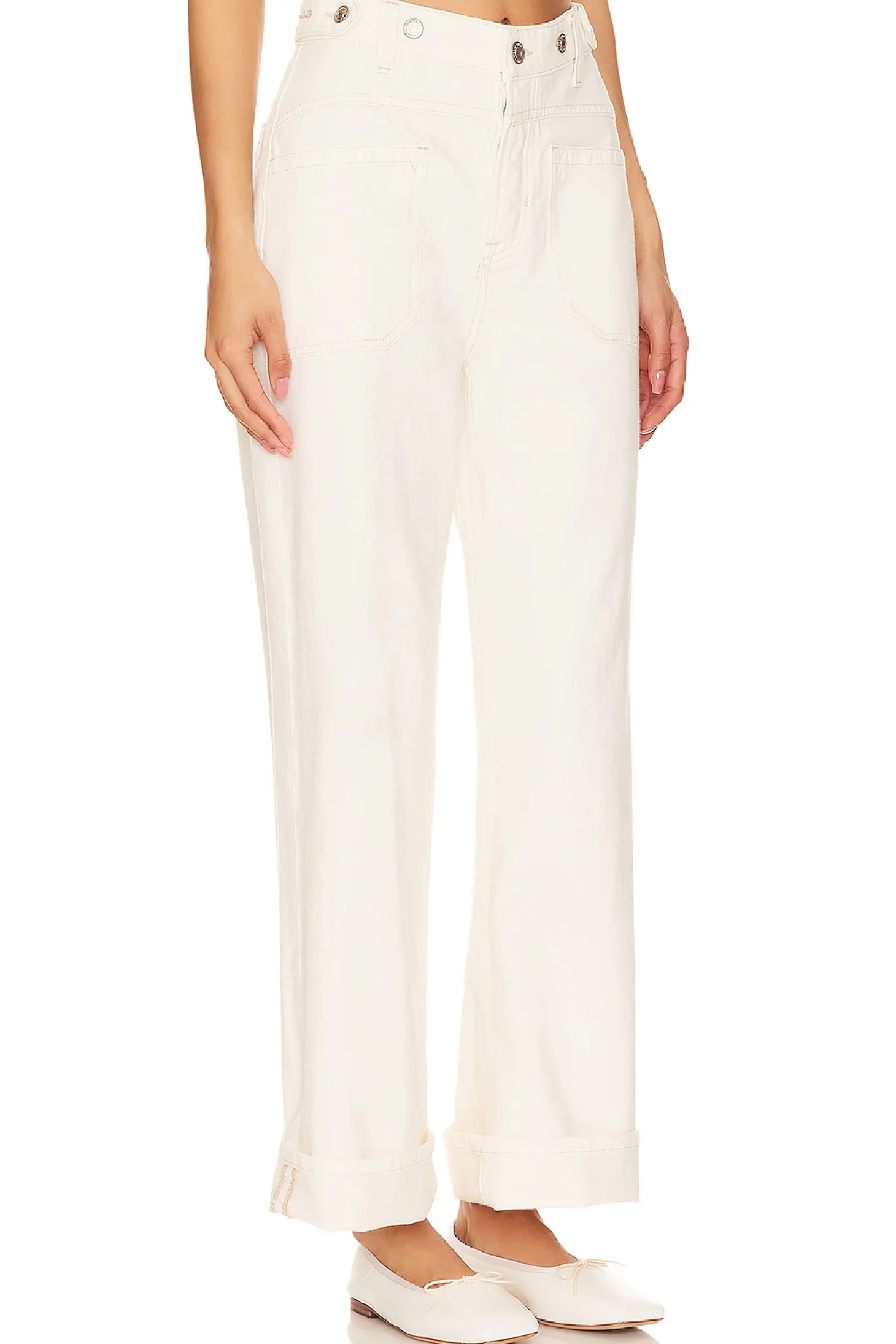 x We The Free Palmer Cuffed Wide Leg In Eggshell