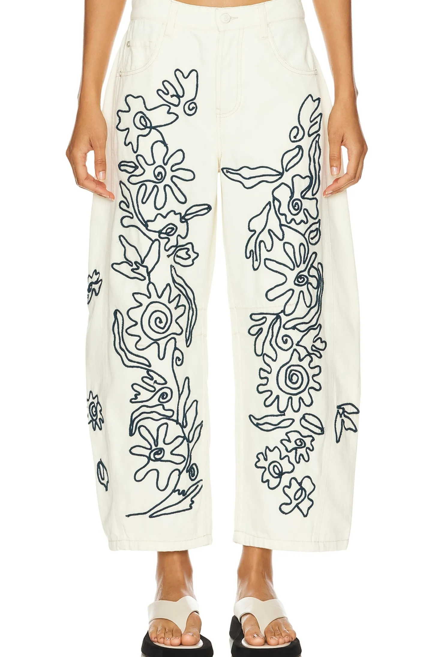 x We The Free Soutache Good Luck Barrel Jean In Ivory Combo