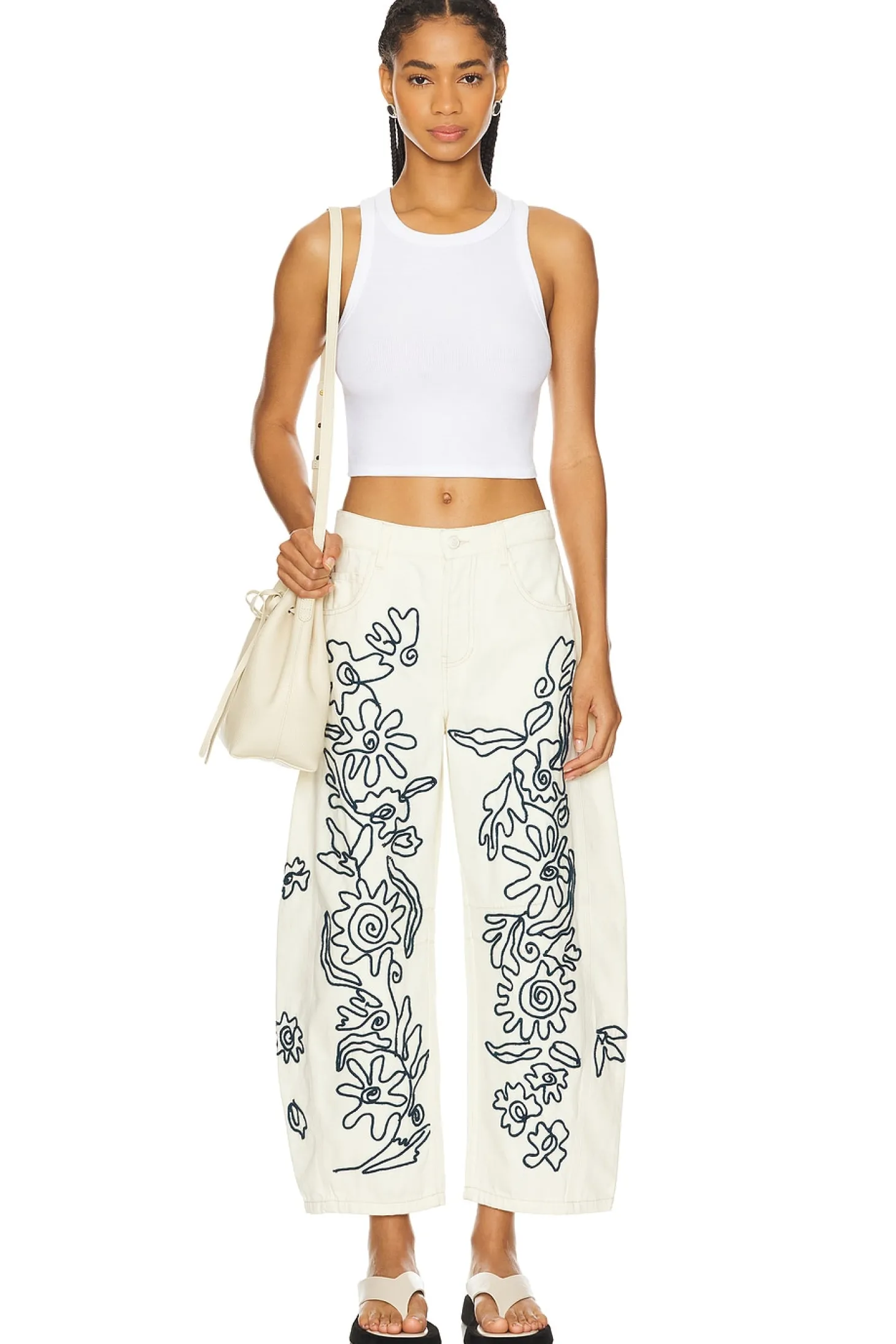 x We The Free Soutache Good Luck Barrel Jean In Ivory Combo