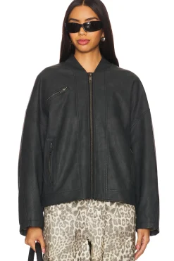 x We The Free Vinny Faux Leather Bomber