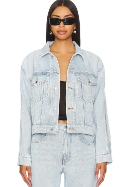 Zipped Sleeve Rounded Trucker Jacket